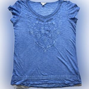 Blue Embroidered Women's Top